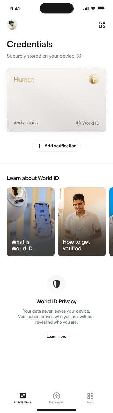 World ID-App – Anmeldedaten – Anmeldedaten-Tab.png