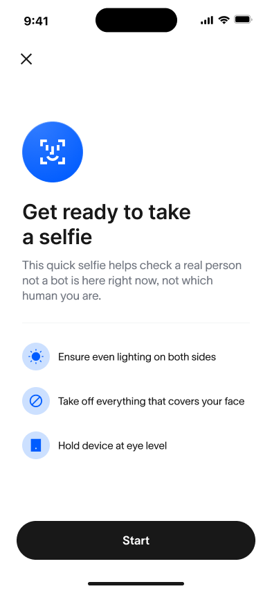 World IDアプリ - Face Auth - セルフィー撮影の準備画面.png